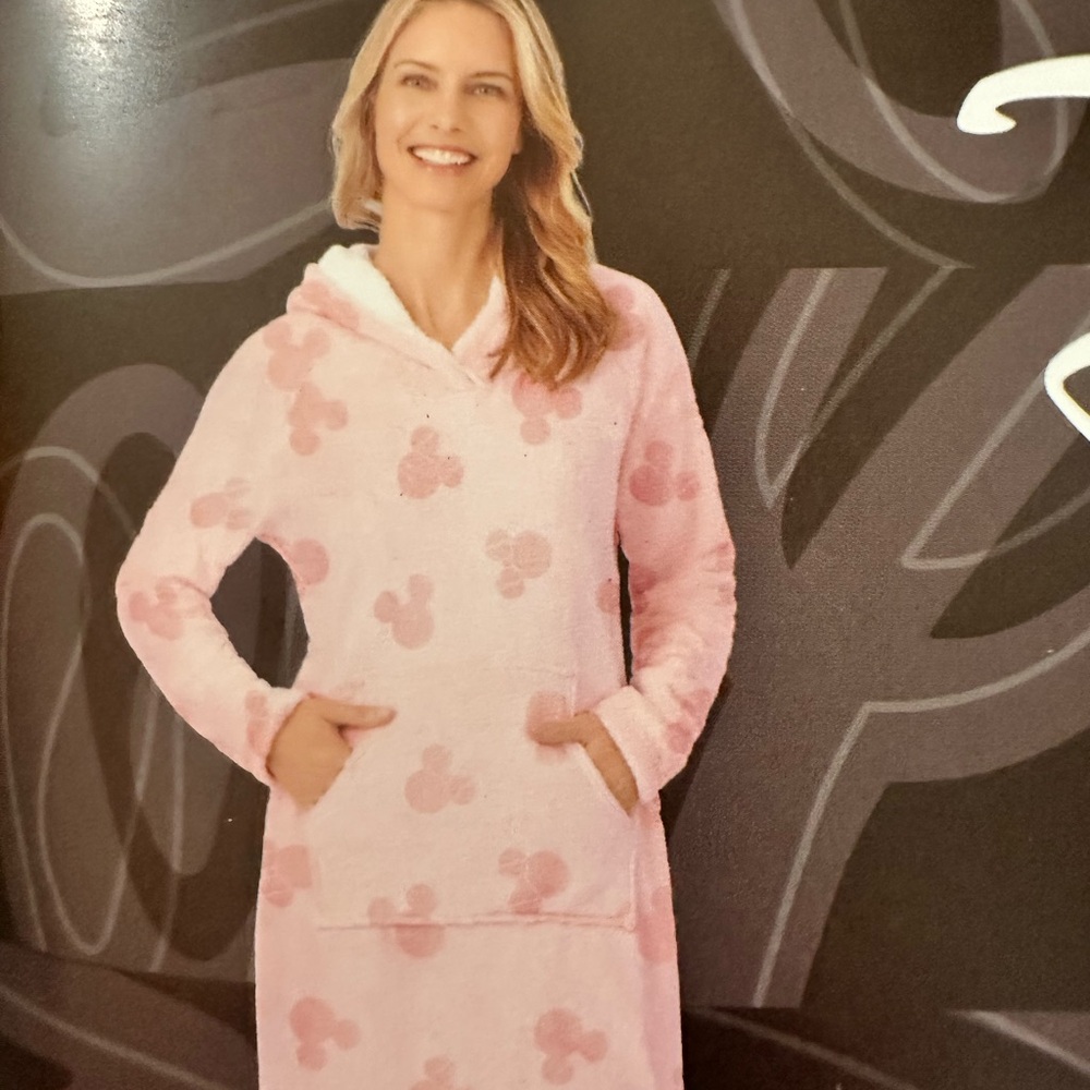 Disney Pink Hooded Sherpa Longer with Mickey Print